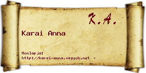 Karai Anna névjegykártya